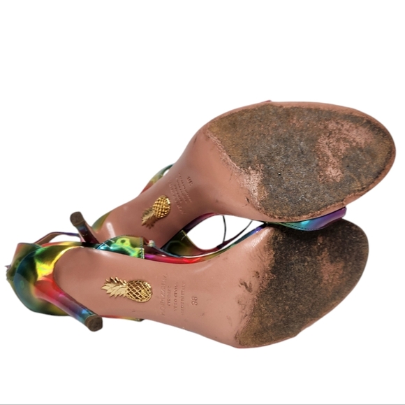 AQUAZZURA Minute 105 Disco Rainbow Leather Sandal - Picture 13 of 16